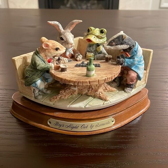 Little Nook Village Boy’s Night Out by Leonardo Animals in Clothes w Dominos - Picture 1 of 8